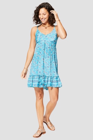 Korte Jurk - Blauw - Wit en blauw