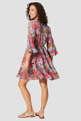 Robe patineuse - Beige, rouge et rose