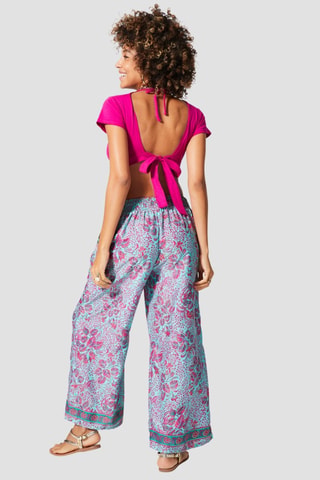 Broek Wide Legs - Blauw en roze