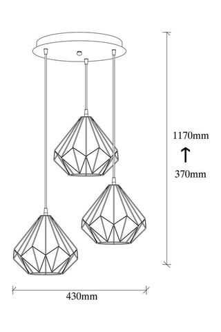 Suspension Diamond - Noir - 3 x 100 W
