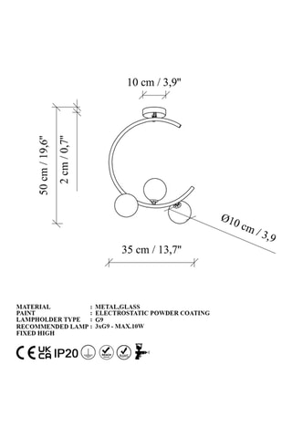 Suspension - Doré et blanc - 3 x 10 W