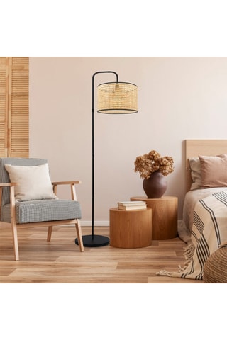 Lampada da terra in legno - Neutro e nero - 60 W