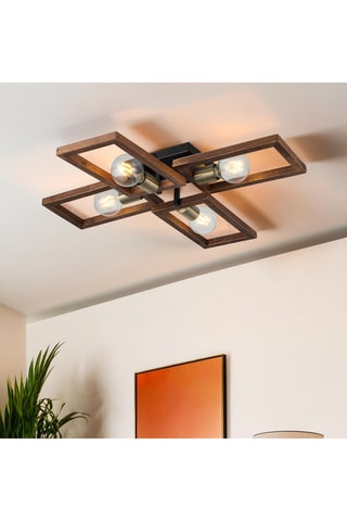 Plafonnier en bois Era - Noir - 4 x 20 W