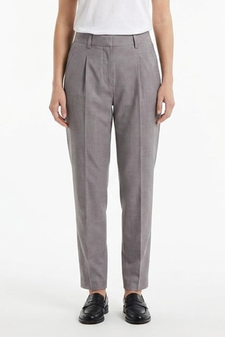 Pantaloni in lana vergine a vita alta - Grigio