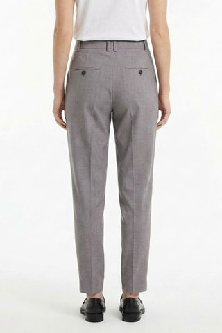 Pantaloni in lana vergine a vita alta - Grigio