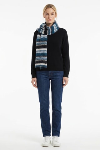 Sciarpa in kid mohair e lana merino - Blu e marrone