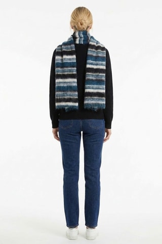 Sciarpa in kid mohair e lana merino - Blu e marrone