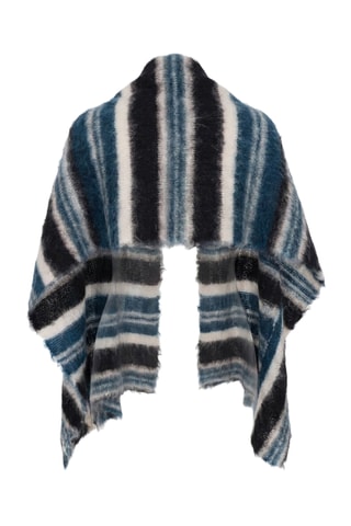 Sciarpa in kid mohair e lana merino - Blu e marrone