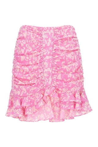 Gonna drappeggiata in seta a vita alta - Rosa