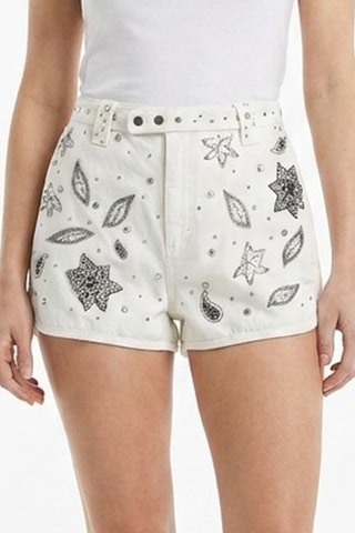 Shorts in jeans in seta - Bianco
