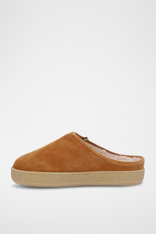Sabot imbottiti in pelle scamosciata di vitello - Cammello