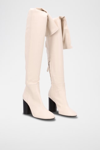 Overknee in pelle d’agnello - Beige