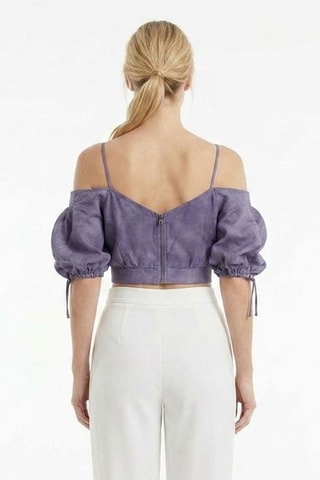 Crop top in seta - Nero