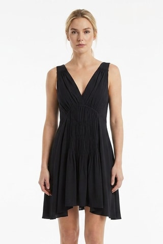 Abito a trapezio in seta - Nero