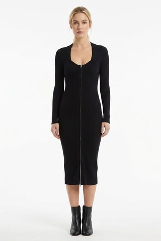 Abito a tubino in lana merino - Nero