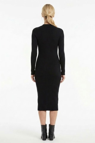Abito a tubino in lana merino - Nero