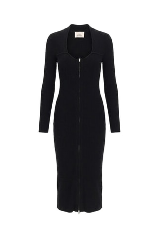 Abito a tubino in lana merino - Nero