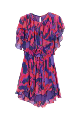 Abito con volant in seta - Rosa