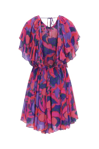 Abito con volant in seta - Rosa