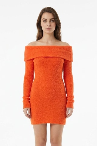 Abito taglio dritto in mohair e lana - Arancione
