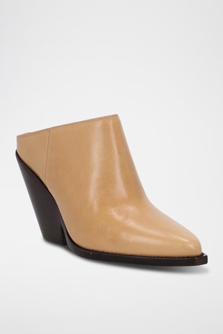 Ciabatte con zeppa in pelle - Beige
