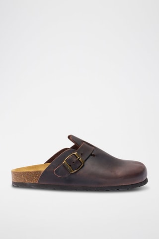 Sabot in pelle Noe - Marrone, nero e dorato