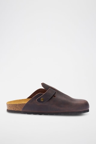 Sabot in pelle Noe - Marrone, nero e dorato