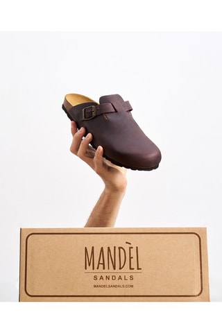 Sabot in pelle Noe - Marrone, nero e dorato