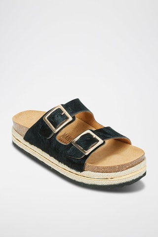 Ciabatte platform in pelle Aurora - Nero