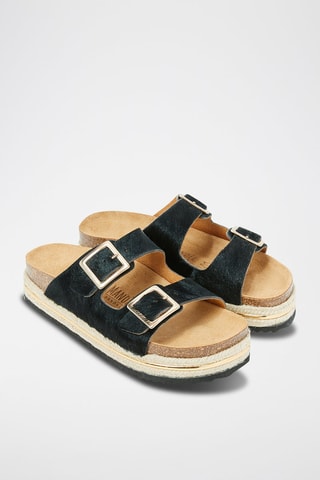 Ciabatte platform in pelle Aurora - Nero