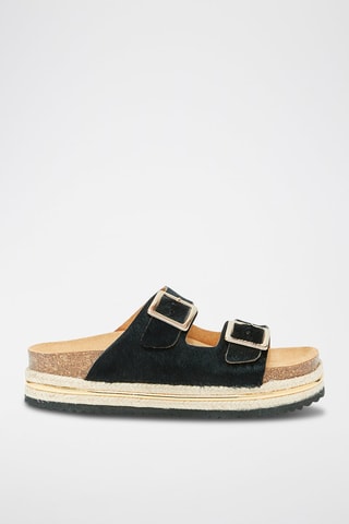 Ciabatte platform in pelle Aurora - Nero
