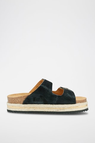 Ciabatte platform in pelle Aurora - Nero