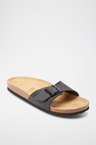 Mules en éco-cuir Agata - Noir et marron