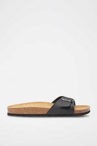 Mules en éco-cuir Agata - Noir et marron