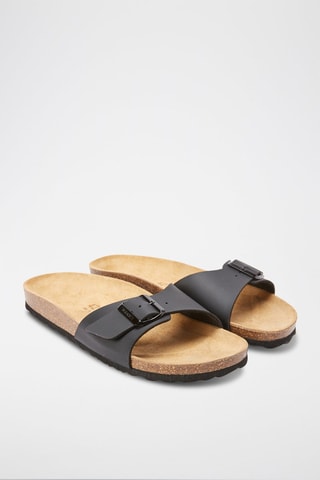 Mules en éco-cuir Agata - Noir et marron