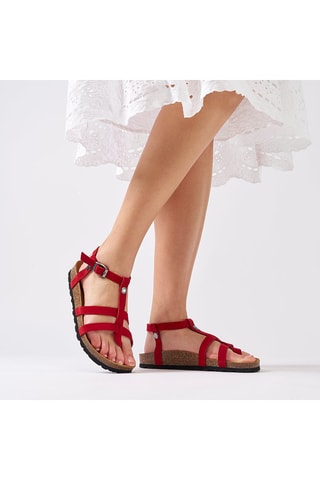 Sandali in pelle scamosciata Nina - Rosso