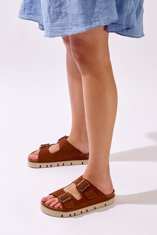 Ciabatte in pelle scamosciata Ana - Marrone