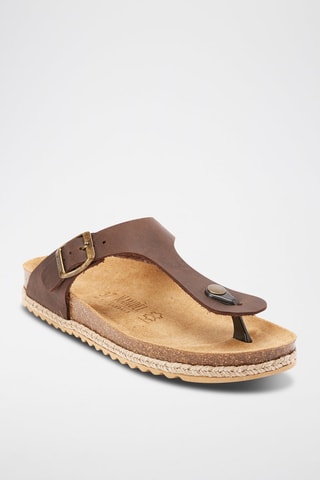 Leren Teenslippers Blanca - Bruin