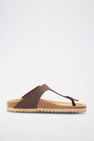 Leren Teenslippers Blanca - Bruin