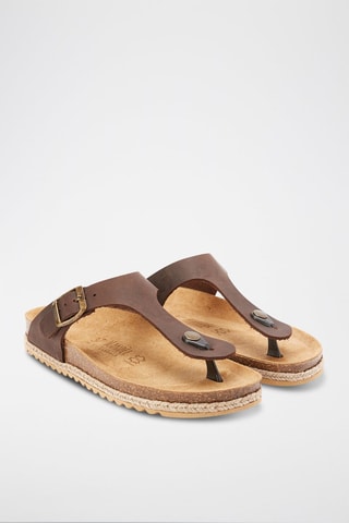 Leren Teenslippers Blanca - Bruin