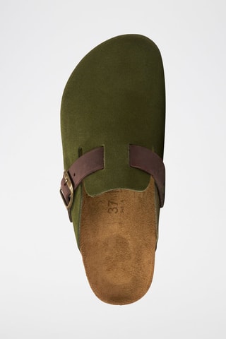 Sabot in pelle scamosciata Noé - Verde e marrone