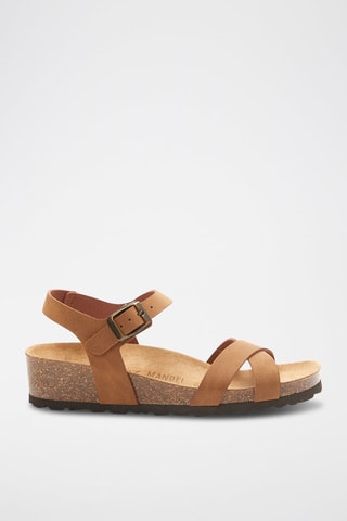 Sandali con zeppa in ecopelle Sara - Marrone