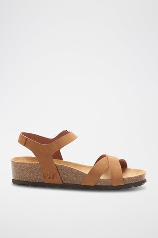 Sandali con zeppa in ecopelle Sara - Marrone