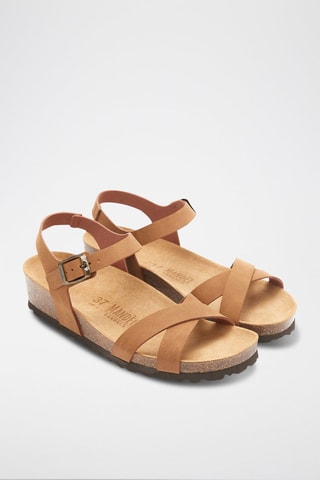 Sandali con zeppa in ecopelle Sara - Marrone