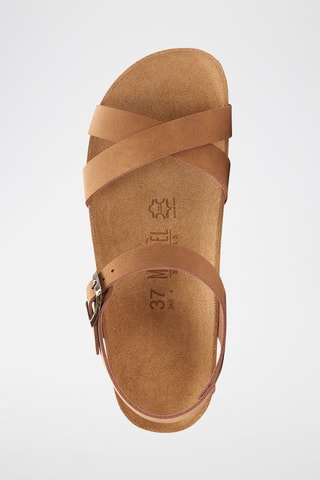 Sandali con zeppa in ecopelle Sara - Marrone