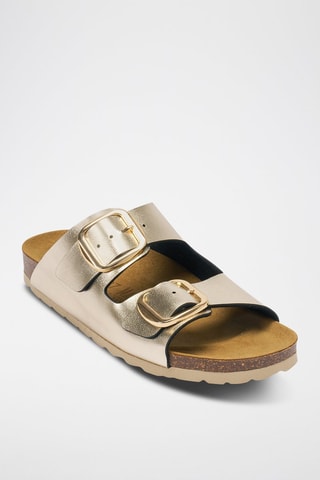 Mules Alberto - Marron, doré et noir