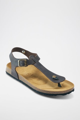 Sandali in pelle Léon - Argentato e marrone
