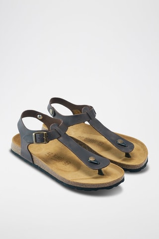 Sandali in pelle Léon - Argentato e marrone