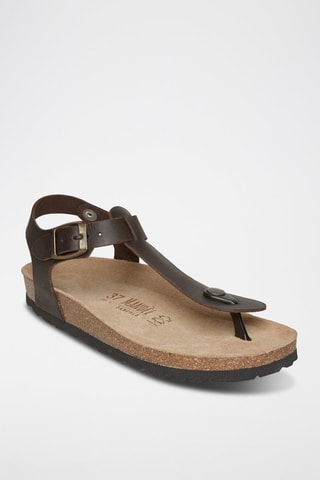 Sandali in pelle Léon - Marrone, nero e beige