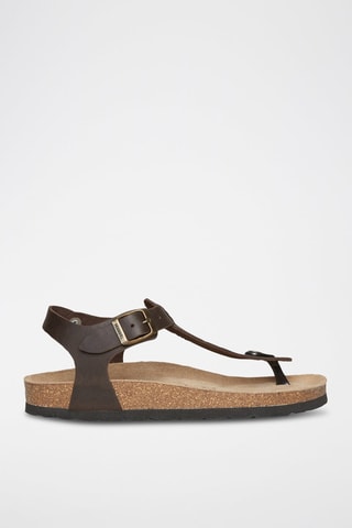 Sandali in pelle Léon - Marrone, nero e beige